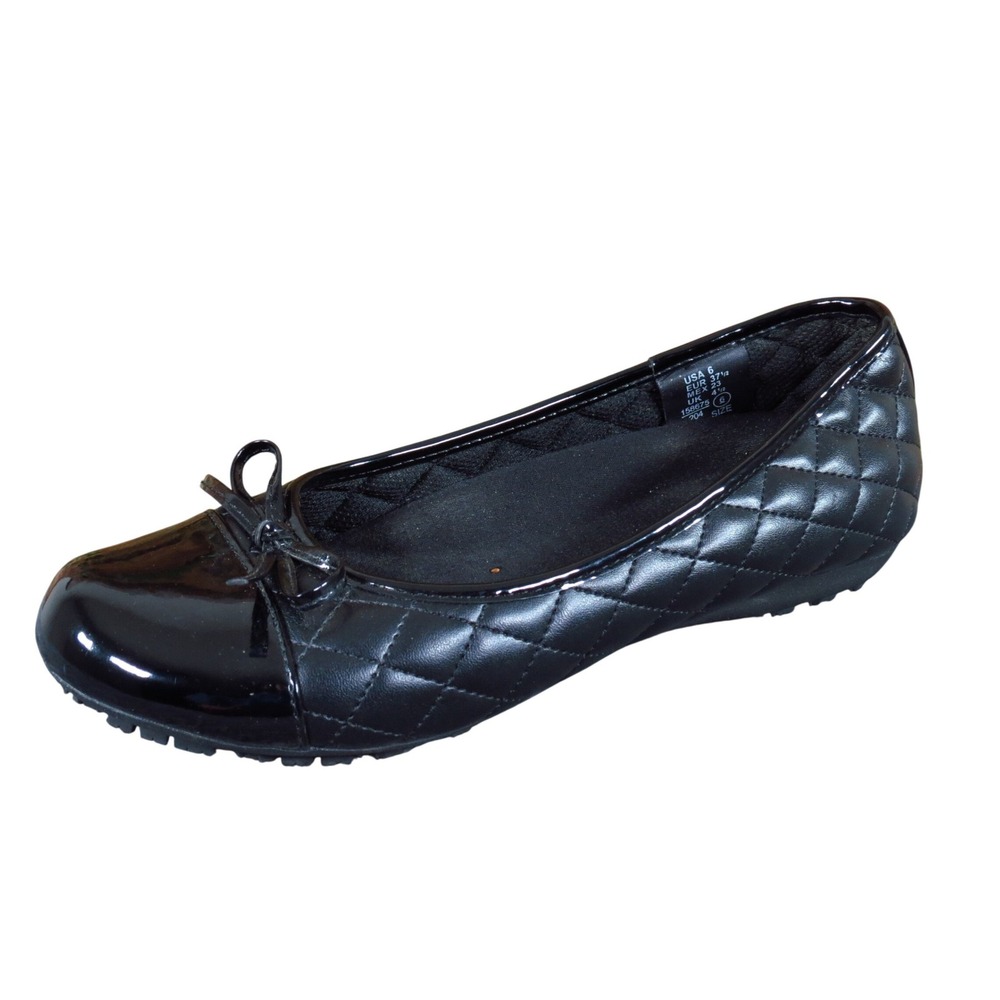 SafeTStep Sasha Comfort Women Ballet Flats Sz 6 Work Casual Black Quilted Patent